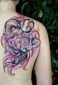 perfect match, back chrysanthemum and snake painted tattoo