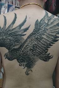men's back domineering eagle tattoo
