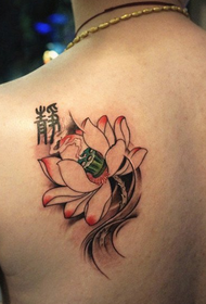 male meditation color lotus tattoo pattern