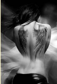 fashion beauty sexy back wing tattoo