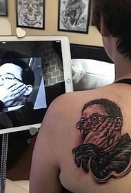 erškėčių supervaizdžio užpakalinės vyro portreto tatuiruotės raštas