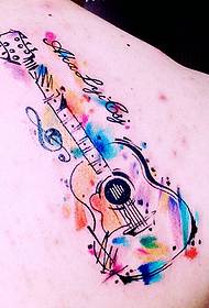 الگوی تاتو گیتار رنگارنگ