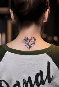 girls back neck fashion heart-shaped totem tattoo pattern