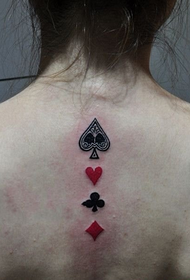 personality spades rooi hart pruim vierkant tattoo