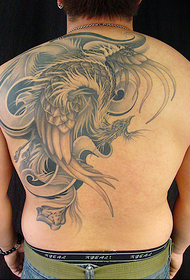 male black phoenix tattoo pattern