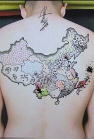 نقشه شخصیت چینی پشت الگوی خال کوبی رنگی