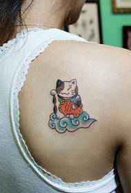 ljepota natrag sretan mačak tetovaža uzorak