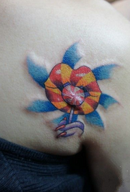 Modello tatuaggio creativo spalla lecca-lecca spalle rosse