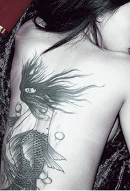 tender Jin Meixin back mermaid tattoo
