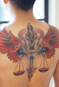 back lẹwa Libra and ክንፎች ንቅሳት