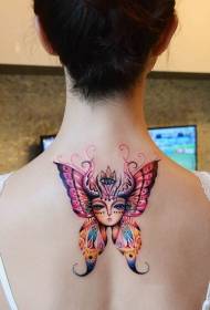 Butterfly Goddess Beauty Back Färgglada tatueringsmönster