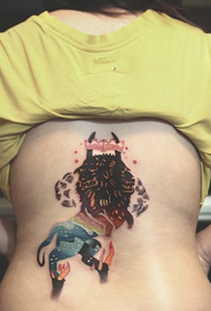 nugaros žvaigždėto liūto tatuiruotės modelis
