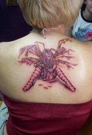 nugaros vorų merginos tatuiruotės modelis