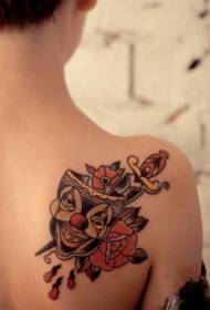 umăr Creativ masca de clovn pumnal model de tatuaj floare