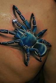 back blue 3D spider tattoo