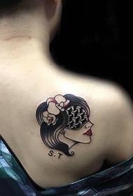 Europeiska och amerikanska flickor med tatuerade ögon på ryggen