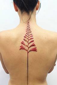 spatele fetei model de tatuaj delicat de copac acuarelă