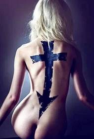 beauty Back arrow cross tattoo