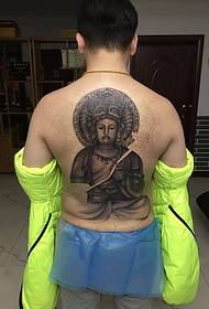 Warrior male personality Buddha statue Back tattoo picture