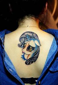 girl's back is very cute unicorn tattoo pattern