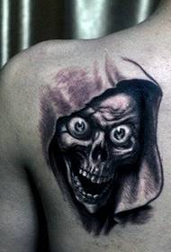 indietro realistico tatuaggio teschio 3D