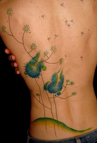 back green dandelion tattoo