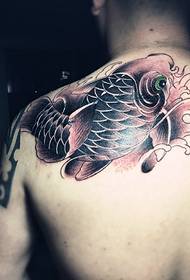 vibrant back black and white squid tattoo pattern