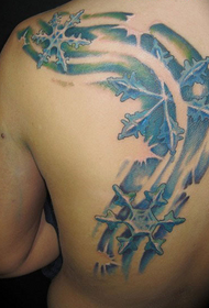 back tattoo snowflake ສີຟ້າ