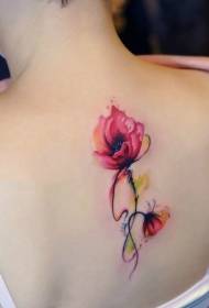 tytön kauniit unikot maalattu tatuointikuvio