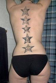 секси женски гръб красива звезда татуировка