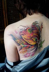 spatele model de tatuaj pește de aur frumos