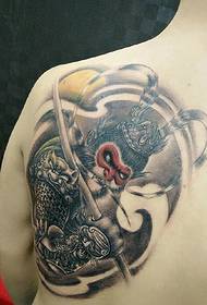 menns rygg Qitian Dasheng Sun Wukong tatoveringsbilde