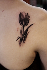 back black gray tulip tattoo