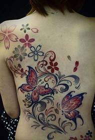 Ragazza ritornu bella e bella farfalla vigna Tatuaggio di fiori