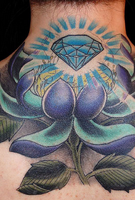 πίσω μπλε ζαφείρι μπλε λωτού τατουάζ