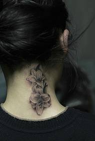 Mazzo floreale spesso del tatuaggio del giglio del collo