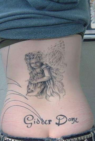 mergaitės užpakalinio sparno angelo tatuiruotė