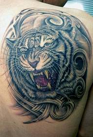 back domineering tiger head tattoo