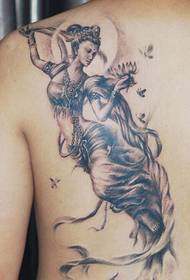 უკან ლამაზი ფრენის Dunhuang tattoo სურათები