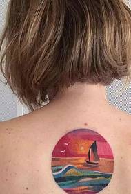 lányok a naplemente alatt a tengeri világ tetoválás minta