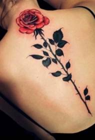 ženska leđa nježna ruža tetovaža tetovaža uzorak