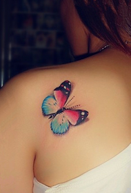 женский цвет спины 3D татуировка бабочка
