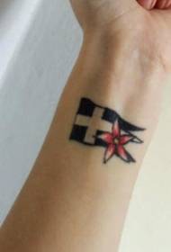 pojno flago kaj floro tatuaje ŝablono