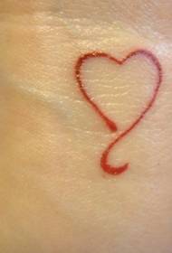 κόκκινο απλή εικόνα τατουάζ αγάπη στον καρπό