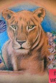 ammatillinen tatuointi: takaisin leijona kukka tatuointi kuvio kuva