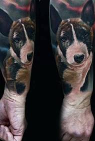 käsivarsi erittäin realistinen väri koiran muotokuva tatuointi malli