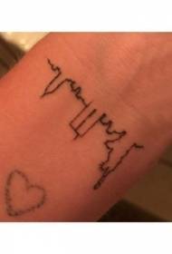 polso delle ragazze su linea nera elementi geometrici tatuaggi castello