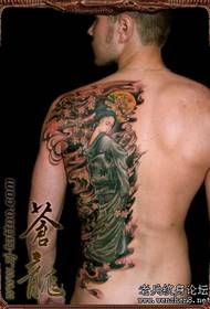 model de tatuaj spate: model de tatuaj clasic de frumusețe din spate japonez clasic