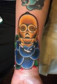 school golden mask and blue rose tattoo pattern