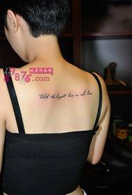 girl fresh English back tattoo picture  94942 - Concise Calligraphy Chinese Character Back Tattoo Picture